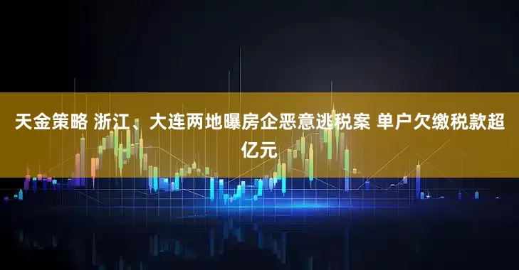 天金策略 浙江、大连两地曝房企恶意逃税案 单户欠缴税款超亿元